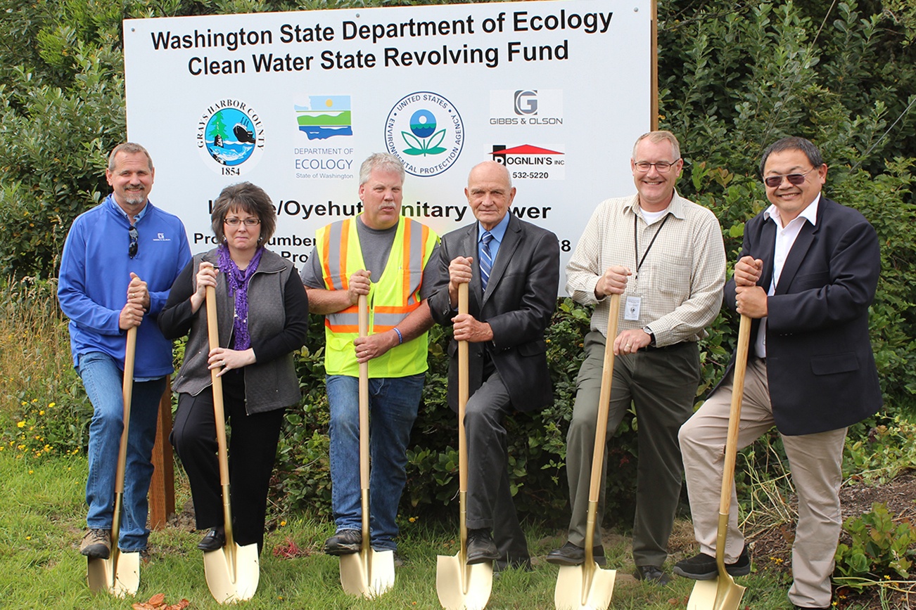 North Coast News: Groundbreaking at the new Illahee/Oyehut sewer project included Mike Olden, project engineer, County Commissioner Vickie Raines, Kevin McManus, Commissioner Frank Gordon, Joe Seet and Mark Cox.