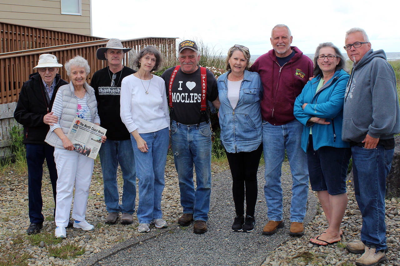 Angelo Bruscas/North Coast News: This group of Moclips-area residents who helped draft a petition to preserve and restore Lycan Park and its public beach access includes the Eleanor Ward Lycan, granddaughter of Dr. Edward Lycan, second from left. Dr. Lycan was the developer/owner of the fabled Moclips Beach Hotel, for whom the now-vacated park was named.