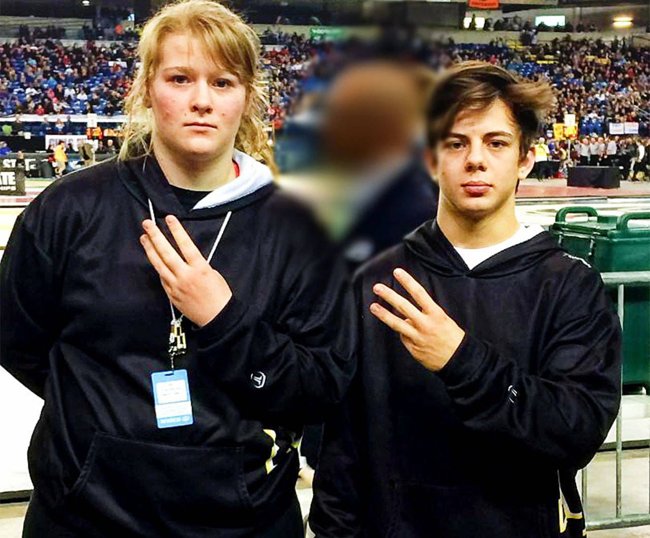 North Beach High School Hyaks wrestlers Natasha Früh and Garrett Armbruster both came home from the Washington State Mat Classic XXX Championships at the Tacoma Dome last weekend with third place medals.