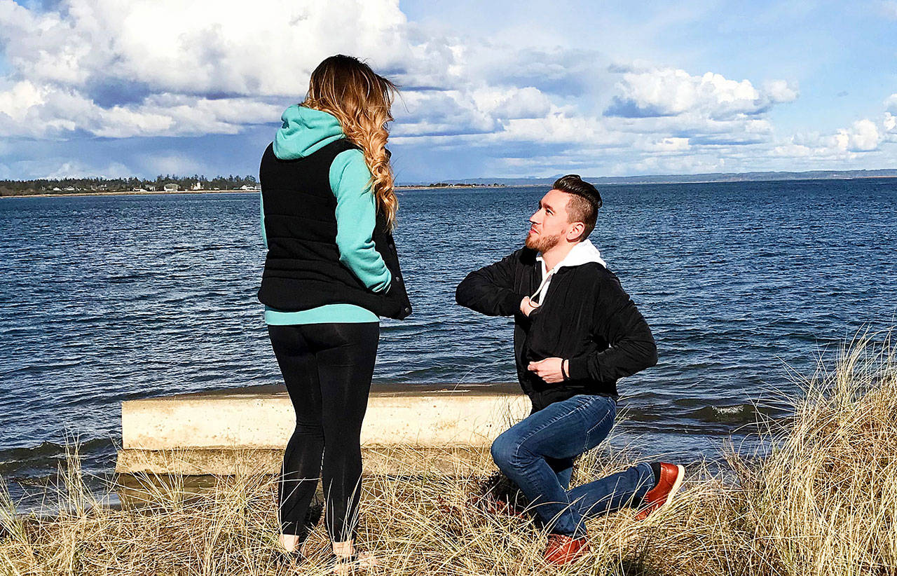 Love at the beach: proposal at Damon Point
