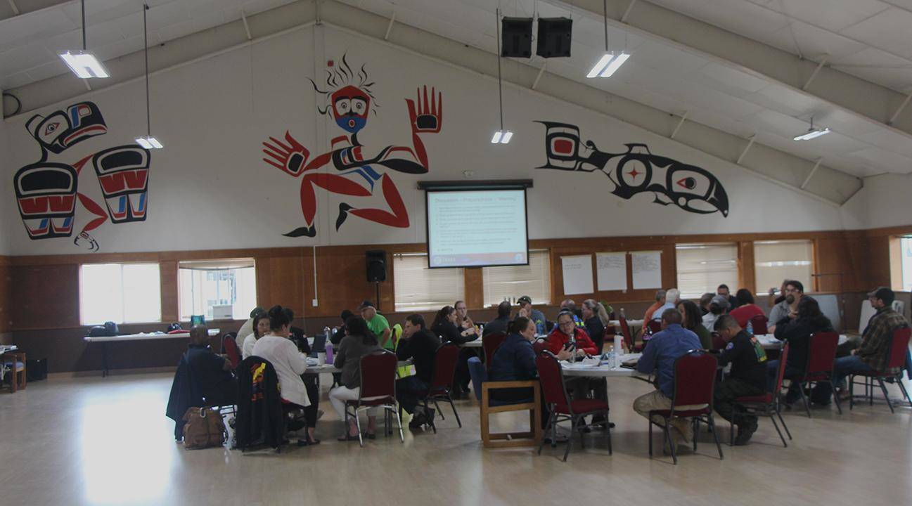 Quinault Indian Nation, Grays Harbor County, Washington Emergency Management Division (EMD) and the Federal Emergency Management Agency participate in a tsunami preparedness exercise that was preceded by a presentation on the tribe’s history, an overview of the tsunami warning system from EMD, and a presentation from FEMA about the process for requesting a major disaster declaration