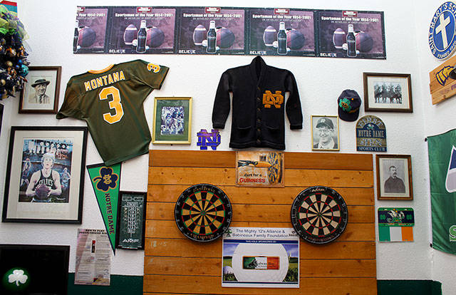 Angelo Bruscas/North Coast News Artifacts of all-things Irish in the game room at Galway Bay, which celebrates its 25th anniversary in Ocean Shores.