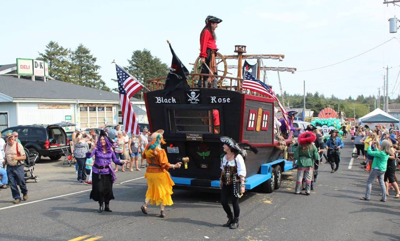 The Ocean Shores Pirates and the Black Rose at last year’s Kelpers Festival, which is Sunday starting at noon between Moclips and Pacific Beach.