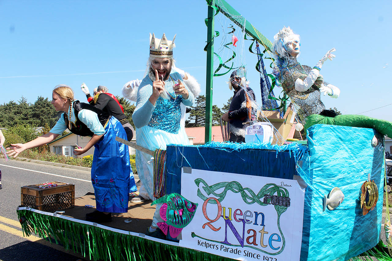 The Kelpers Parade royalty included Queen Neptune Nate Ward, making his first reign over the annual event that proceeded from Moclips to Pacific Beach on Sunday. Angelo Bruscas photo