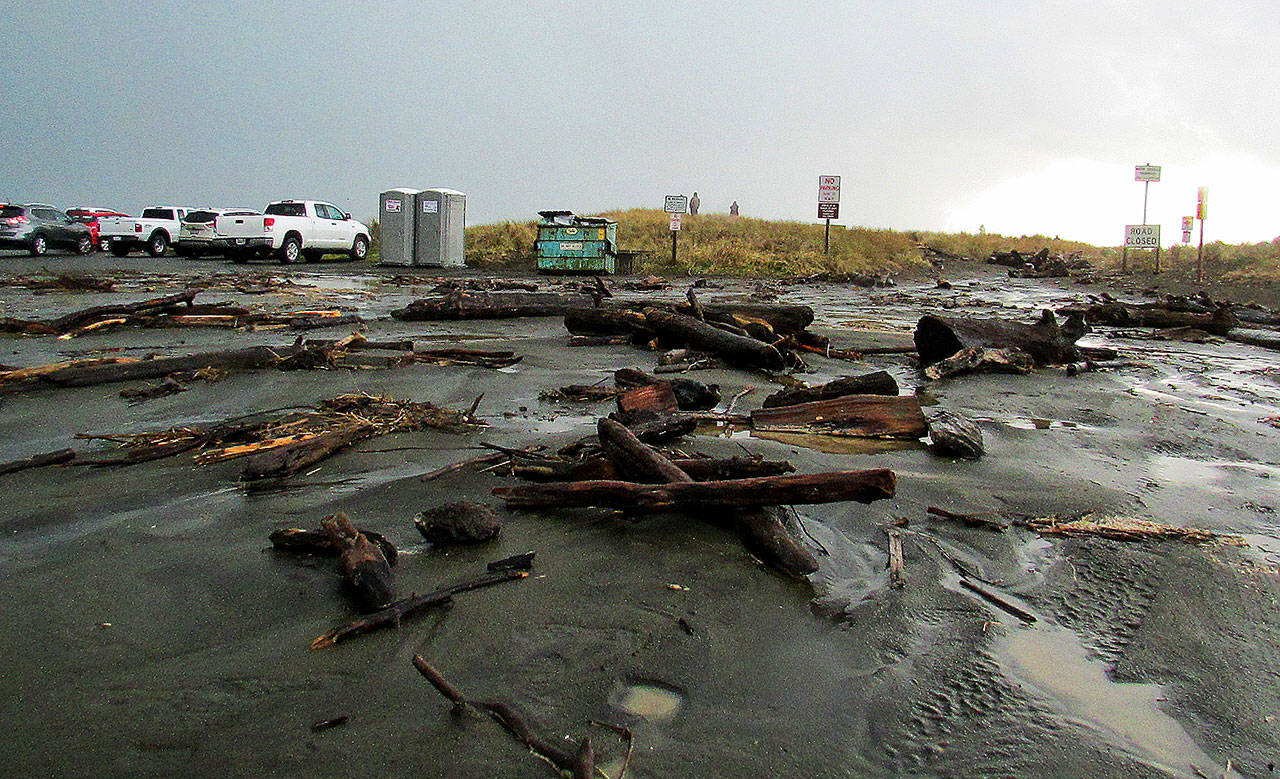 Photo of the jetty breach that occurred on Dec. 1, 2017 at the North Jetty beach access at the south end of Ocean Shores Boulevard.