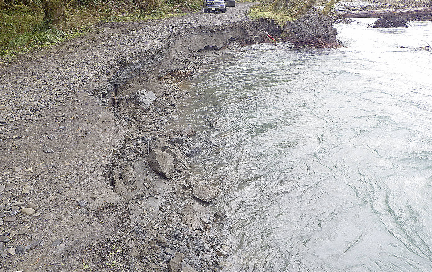 COURTESY NATIONAL PARK SERVICE                                Graves Creek Road in the Quinault Valley sustained significant damage during the past two winters, and the National Park Service will begin repairs on three washouts Sept. 3. This photo shows the road before emergency repairs.