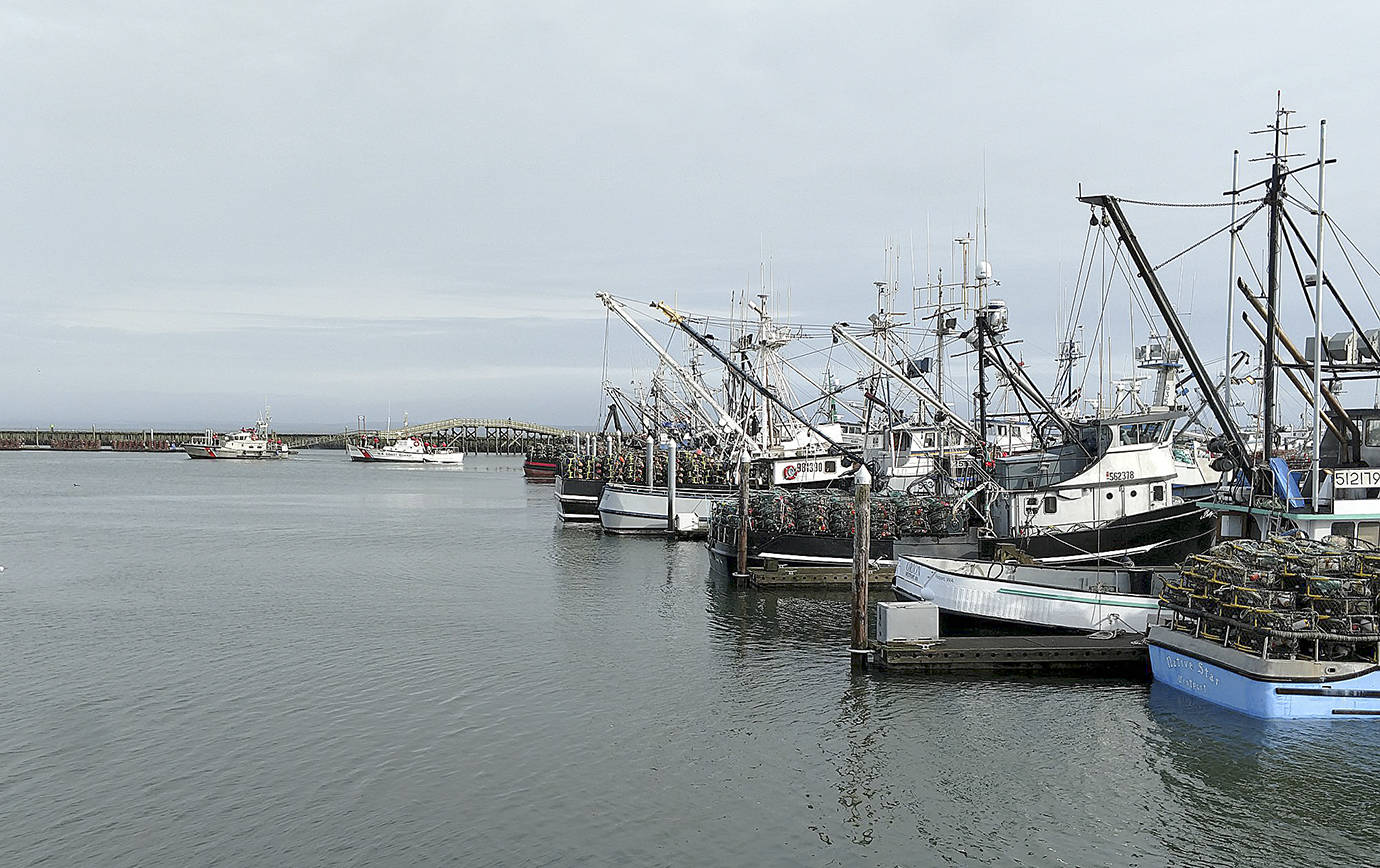 COURTESY WESTPORT MARITIME MUSEUM                                The Westport commercial crab fleet and U.S. Coast Guard prep for the 2019 commercial crab season opener. This year’s opener north of Klipsan Beach is Saturday, Jan. 25.